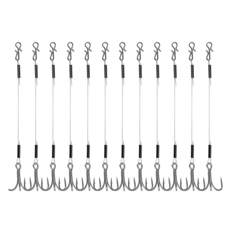 6/8/10cm Quick Snap Trailer Treble Hook 12Pcs Hook for Jig Head 40lbs Walleye Bass Fishing Tackle Accessories
