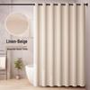 Roman Hole Linen Shower Curtain with Creative Digital Print and Magnetic Closure