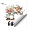Vintage Kitchen Illustration Decals Cartoon Wall Sticker, Watercolor Decorative Decal, PVC Waterproof Art Retro Decor Mural, Removable for Cabinet