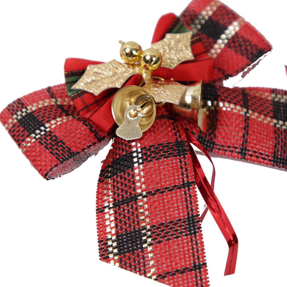 5 Pieces Christmas Bow with Bells, Tree Bow Christmas Wreath Festival Wedding Party Bowknot for Christmas Decoration