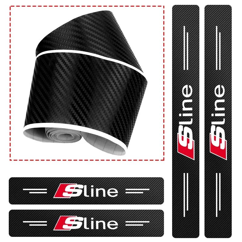 2026 Hot 4Pcs Carbon Fiber Car Door Edge Sill Protector Strip Emblems 3D Stickers For qaz13 A4 A3 A5 A6 A7 A8 Q3 Q5 Q7 Q8 B5 B6 B7 B8 B9