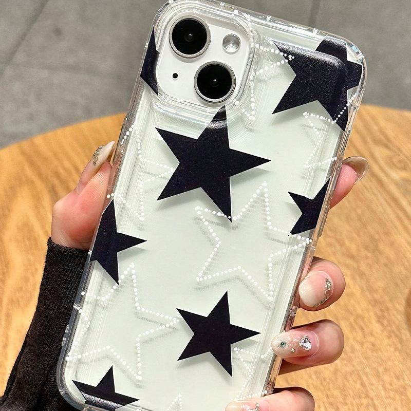 Silver Star Transparent Phone Case Compatible with iPhone 11/12 Shockproof iPhone 13/14/15/16 Premium X/XS