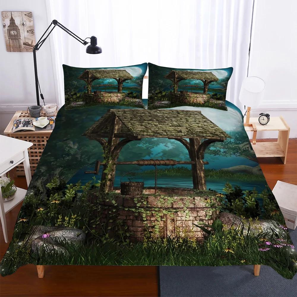 Sewant Grzyby Zestaw Pościeli King Size Tkanina Mikrofibra Poszewka na Kołdrę z Poszewkami na Poduszki Wzór Kwiaty i Drzewa Pościel Luksusowy