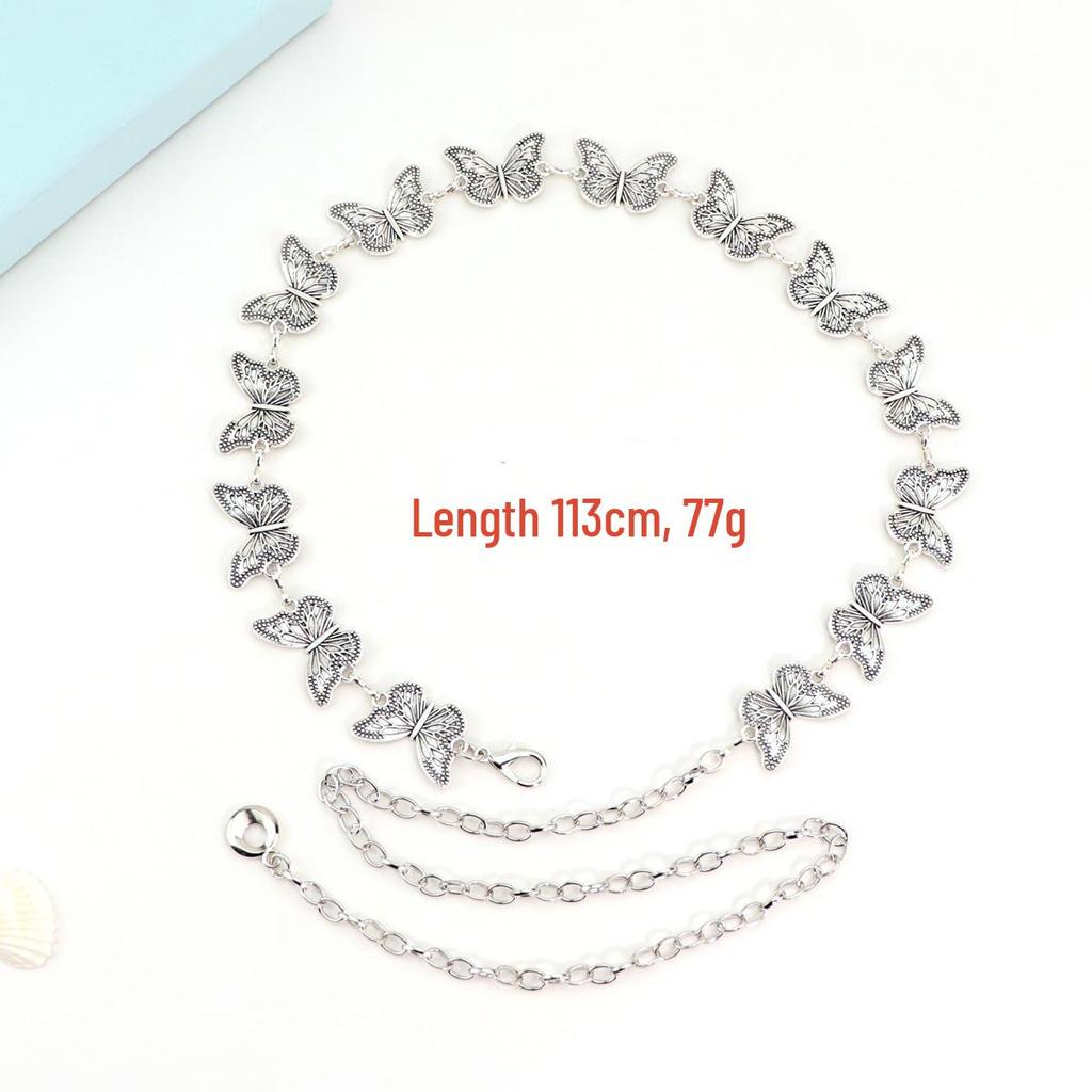 Damen Ethno-Stil Schmetterling Taillenkette: Modischer Metallgürtel für Rock oder Kleid