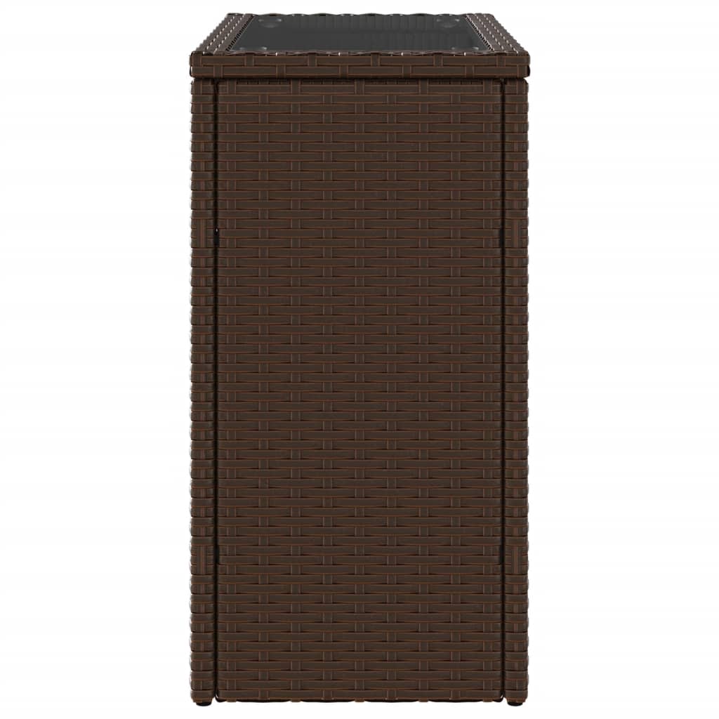 Vidaxl Garden Table with Glass Top, Brown, 58X27.5X55 Cm