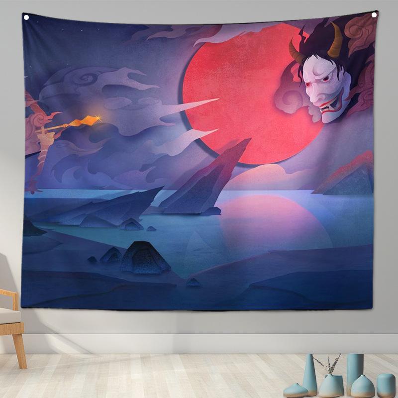 Home Decoration Japanese Ukiyo-e Tapestry Kanagawa Surf Hanging Cloth Wine Shop Japanese Tapestry Hanging Painting