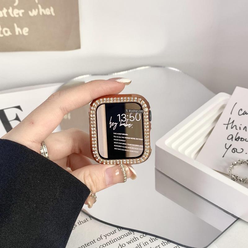 Podwójny rząd diamentów, wydrążone półetui dla Apple Watch SE/9/10, iWatch 7658