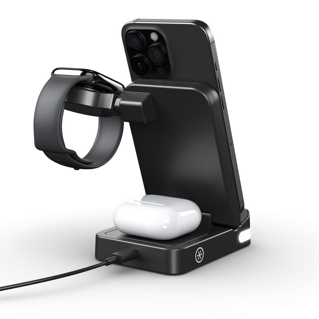 3-in-1 15W Fast Charging Foldable Wireless Charger for Apple, Samsung, Huawei & Google Devices