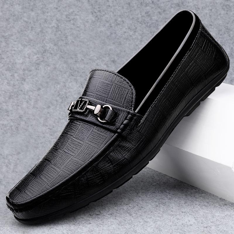 Men's Summer Slip-On Leather Loafers: Casual British-Style Large and Small Sizes