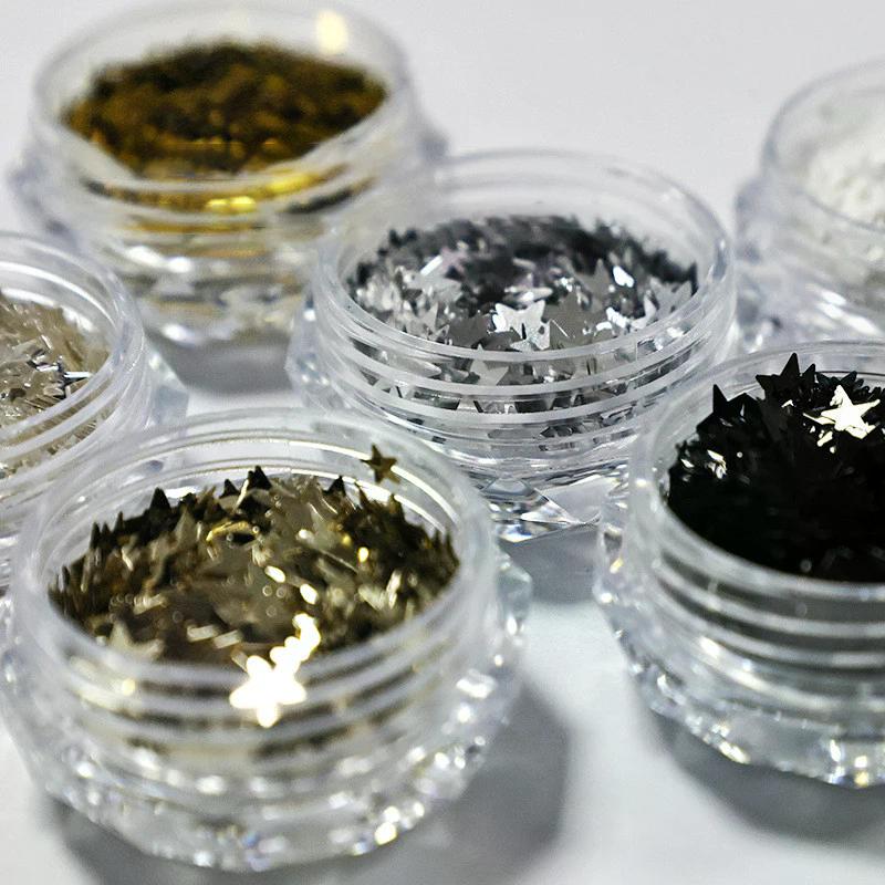 NEW! 1Jar 1mm Mini Sparkling Star Nail Glitter Sparkling Nail Decoration Nail Salon Design Cute Accessories DIY Nail Art Design