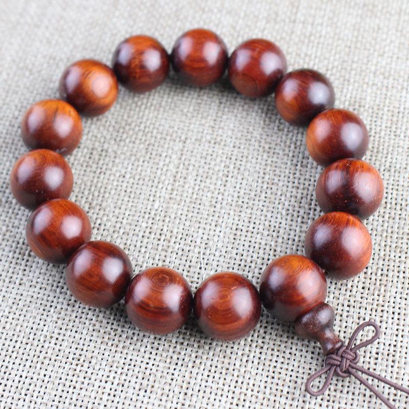 Purple Sandalwood Rhinoceros Horn Prayer Beads Bracelet with High Oil Content - 20 Red Wood Beads