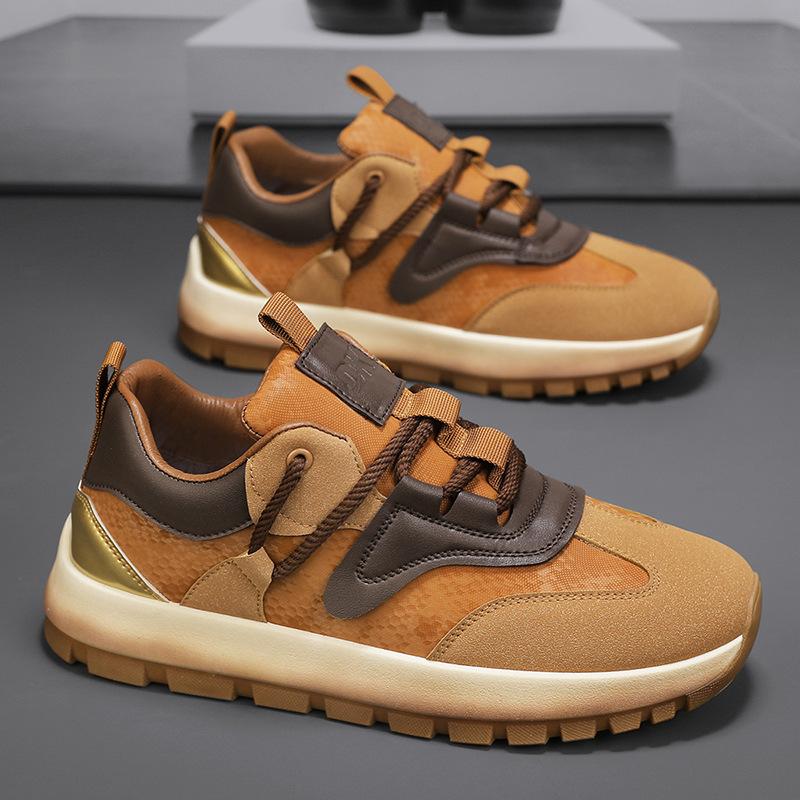 Thick-soled spring 2025 trend new Agamzi heightening leather surface men's shoes sports and leisure shoes trendy shoes student men's models