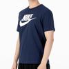 Nike Sportswear Logo Print Crew Neck Sport T-Shirt Men Tops Deep-Blue AR5005-411