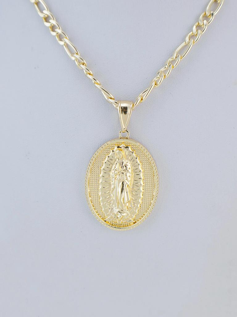 1 Piece 14k Gold Plated Virgin Mary Christ Pendant Necklace St. Jude Joseph Religious Jewelry