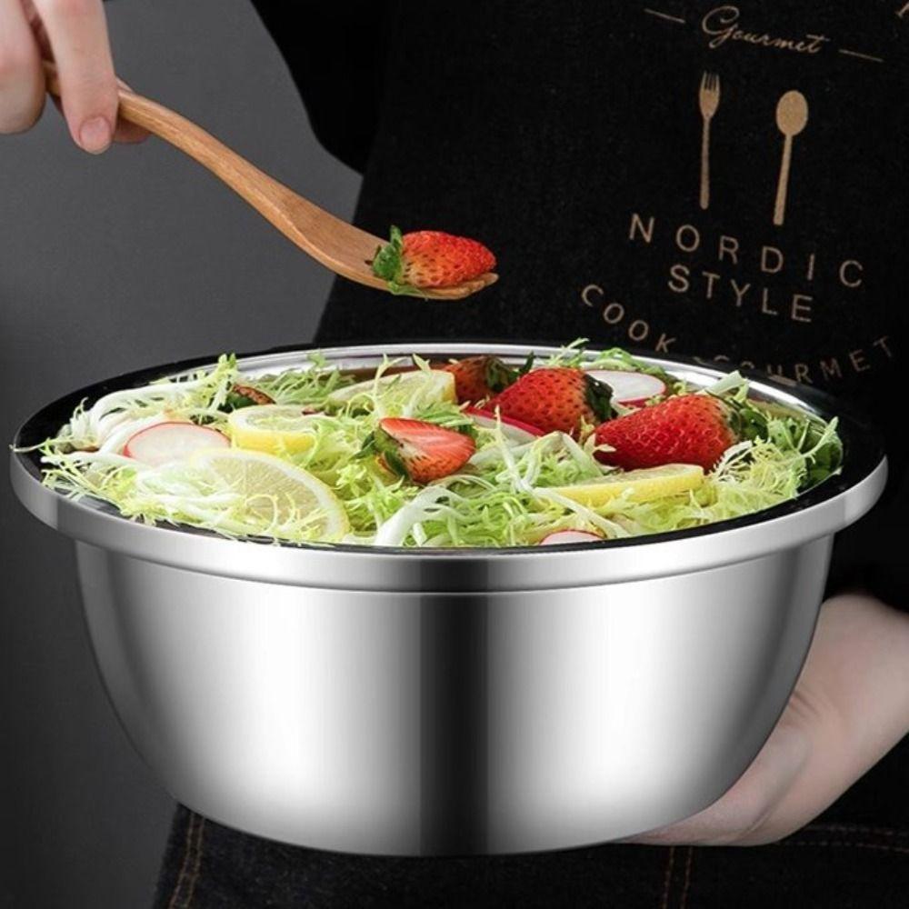 

Stainless Steel Salad Bowl Non -broken Dog Bowl Multifunctional Dough Basin Noodle