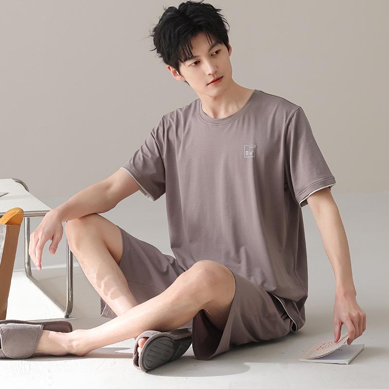 Men's pajamas men's summer 1011 new modal cotton short-sleeved large-size boys' summer simple loungewear