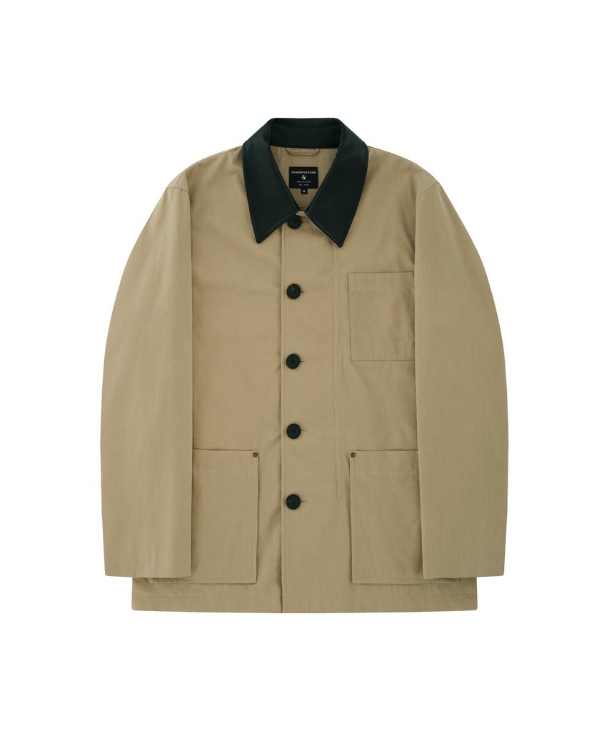 Hongwoosung Bio Washing Leather Collar Workwear Jacket_Ivory