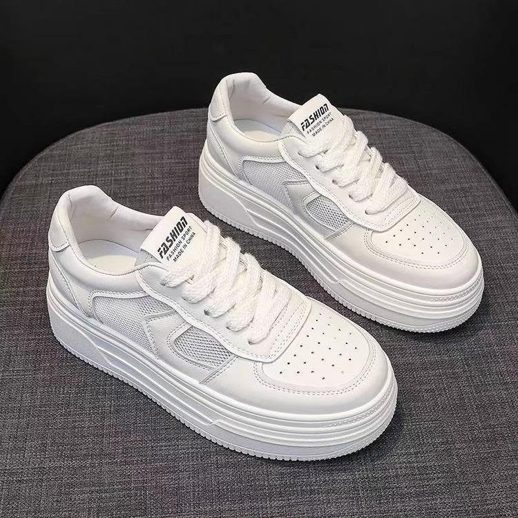 Little White Shoes Women's Life Thick-soled Versatile Spring and Autumn Muffin 2025 Summer Mesh Breathable New Casual Sports Board Shoes