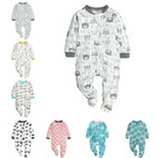 Baby Spring & Autumn Hooded Long-Sleeve Romper: Printed Jumpsuit & Crawling Bodysuit