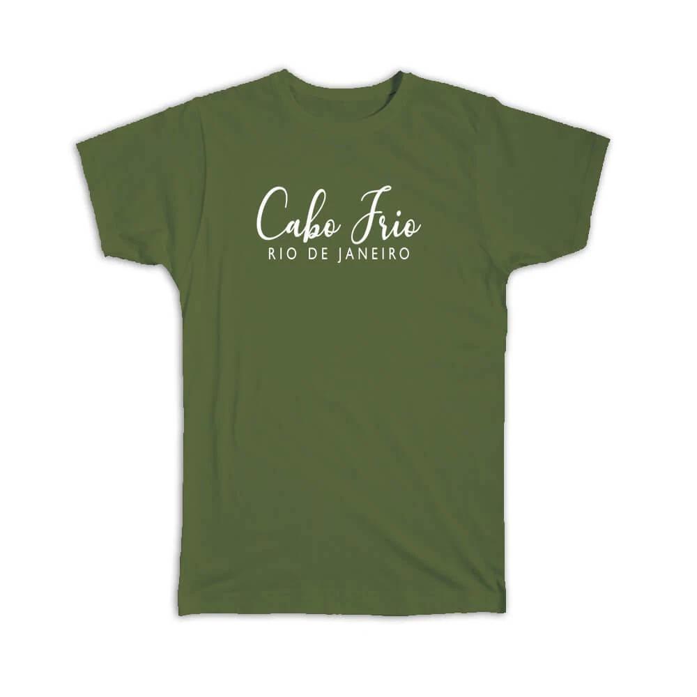 Gift T-Shirt : Cabo Frio Cursive Typography Rio de Janeiro Tropical Beach Travel L