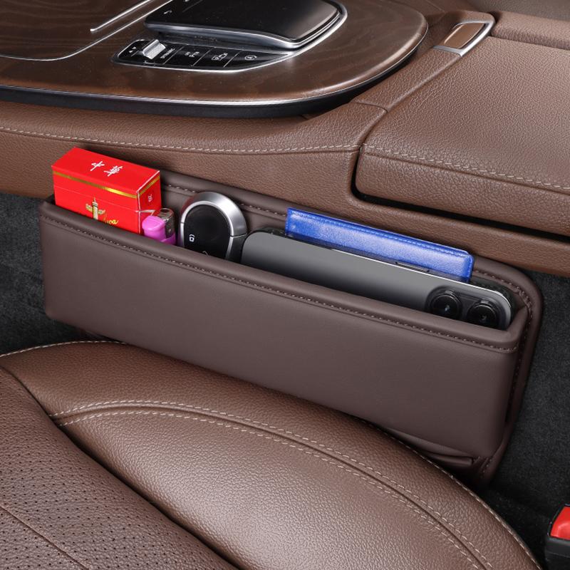 1PC Caixa organizadora de couro para carro, assento de carro, bolso com fenda, multifuncional, suporte de armazenamento para assento de motorista, acessórios para interior de automóveis