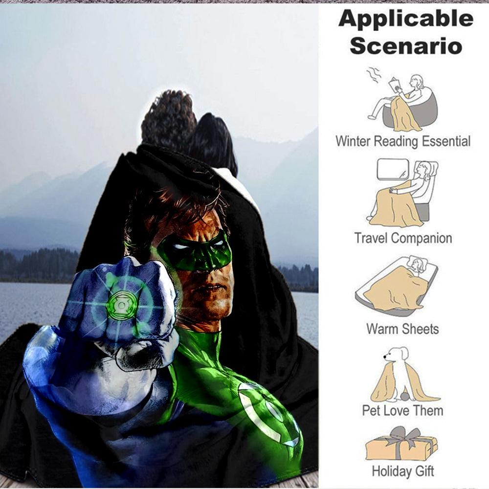 1pc Green Lantern, Superhero Blanket | Polyester Fiber, All-Season Comfort for Sofa, Bed, Office, Car, Camping, Ideal Home Decor & Gift, Office Comfor