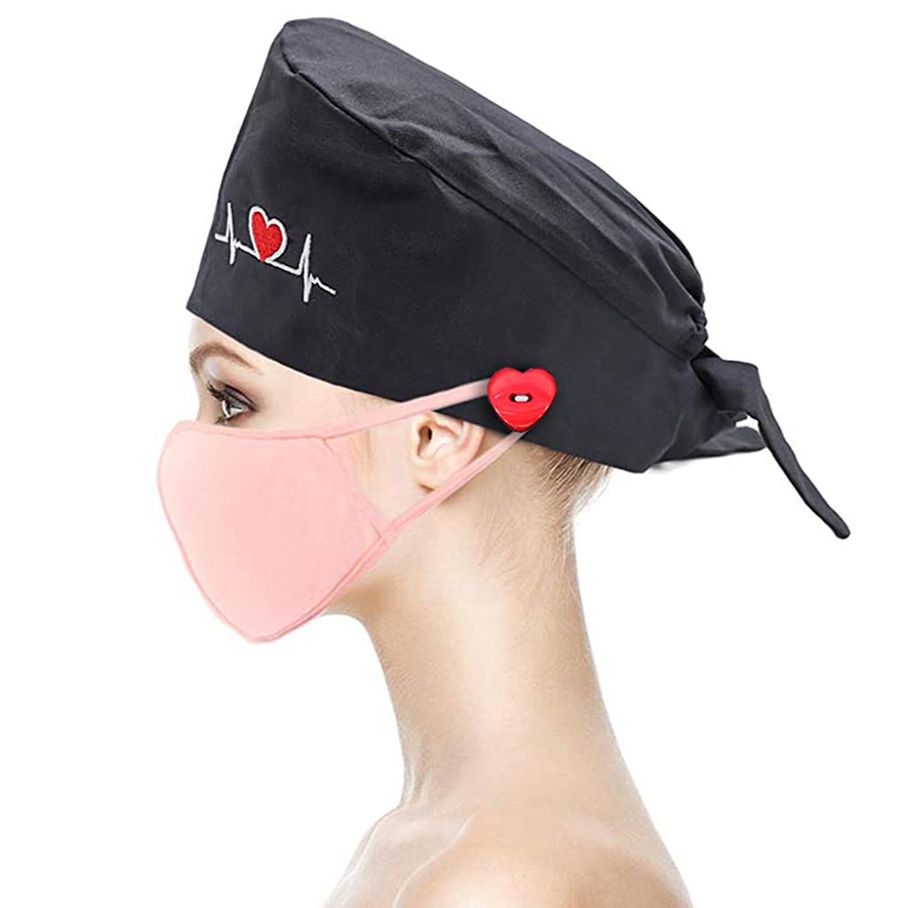 Fashion Printed Button Work Hat Casual Unisex Scrub Cap