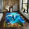 "Blue Ocean Theme Carpet with Dolphins, Starfish, and Coral Design" Suitable for use as an anti-slip for living room bedroom sofas