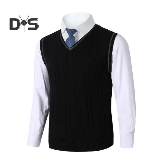 Pánská vesta svetr s výstřihem do V bez rukávů Slim Fit Colorblock Pletený svetr Slim Fit Střední délka Zahuštěný svetr preppy a business stylu