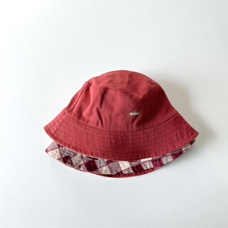 

Kids Bucket Hat 50-52cm 2-4 Years Reversible Children Cap Spring Summer Casual Plaid Wide Brim Flat Top Girl Cap Boys Caps 50-52cm красный