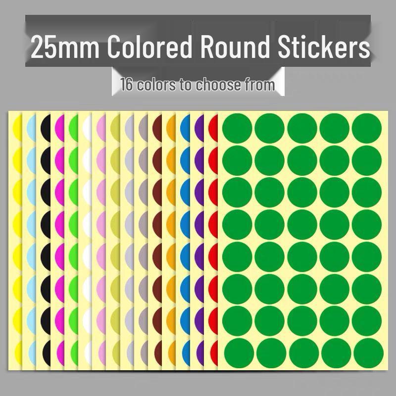 Multicolor Writable Round Dot Stickers - 16 Colors