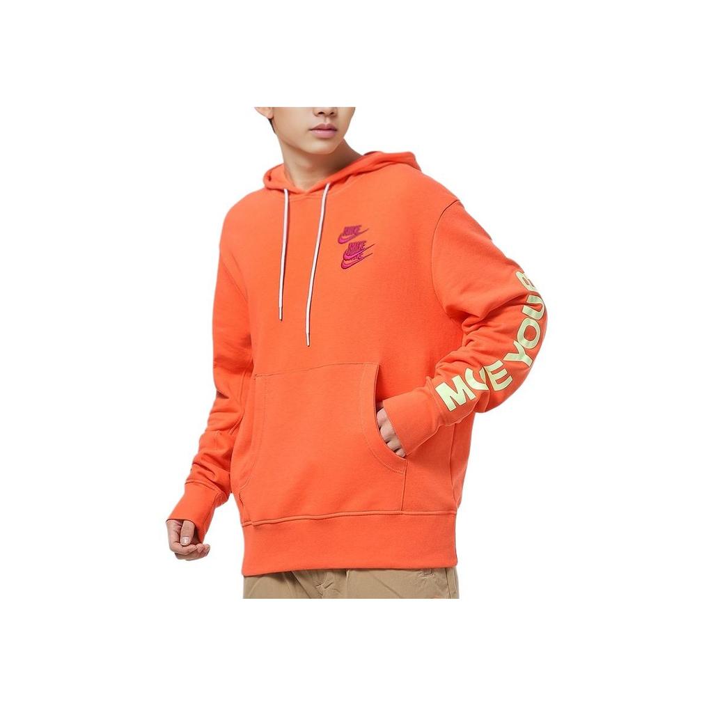 Nike Smiley World Tour Print Hoodie Men Tops Orange DA0932-842