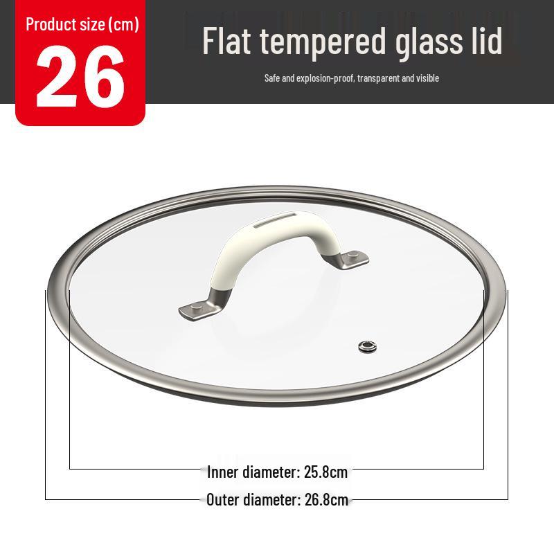 Universeller Deckel aus gehärtetem Glas mit Silikongriff, Verbrühschutz, Passend für Töpfe und Woks von 24-26 cm, Allzweck-Kochgeschirr-Zubehör