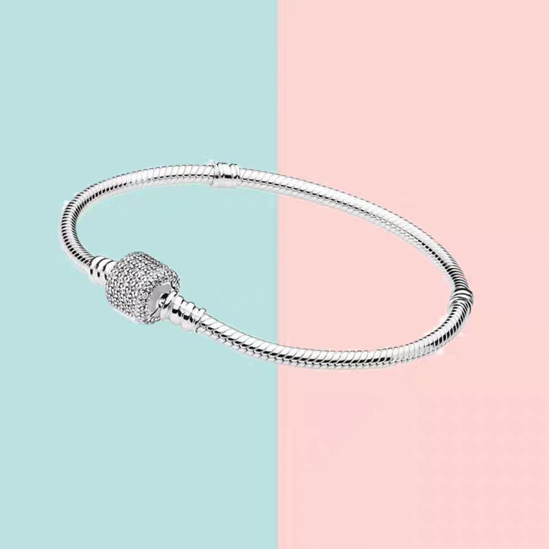 2026 New Style 925 Silver Crown Heart Snake Bone Chain, High-Quality Basic Beaded Bracelet for Women DIY Jewelry Making