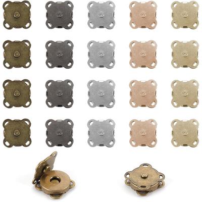 20-teiliges Magnetverschluss-Set – Aufnähbare Metallverschlüsse 5 Farben (Antik Bronze/Graphit/Silber/Gold/Roségold) – 14/18mm Für Taschen, Bekleidung, DIY