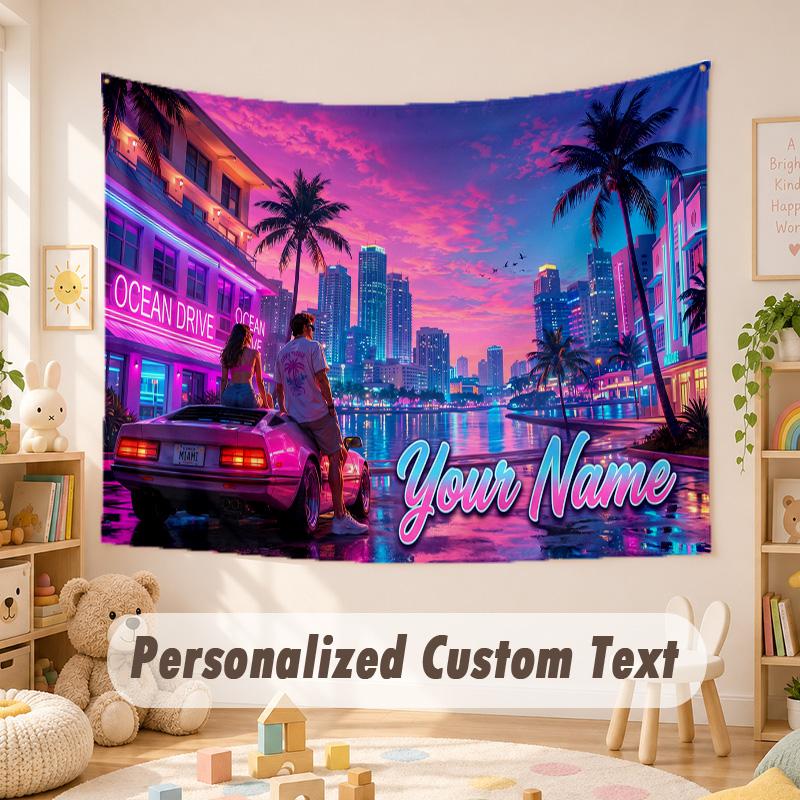 Custom Name Text Tapestry,GTA Boho Wall Hanging, Decorative Backdrop Tapestry For Room