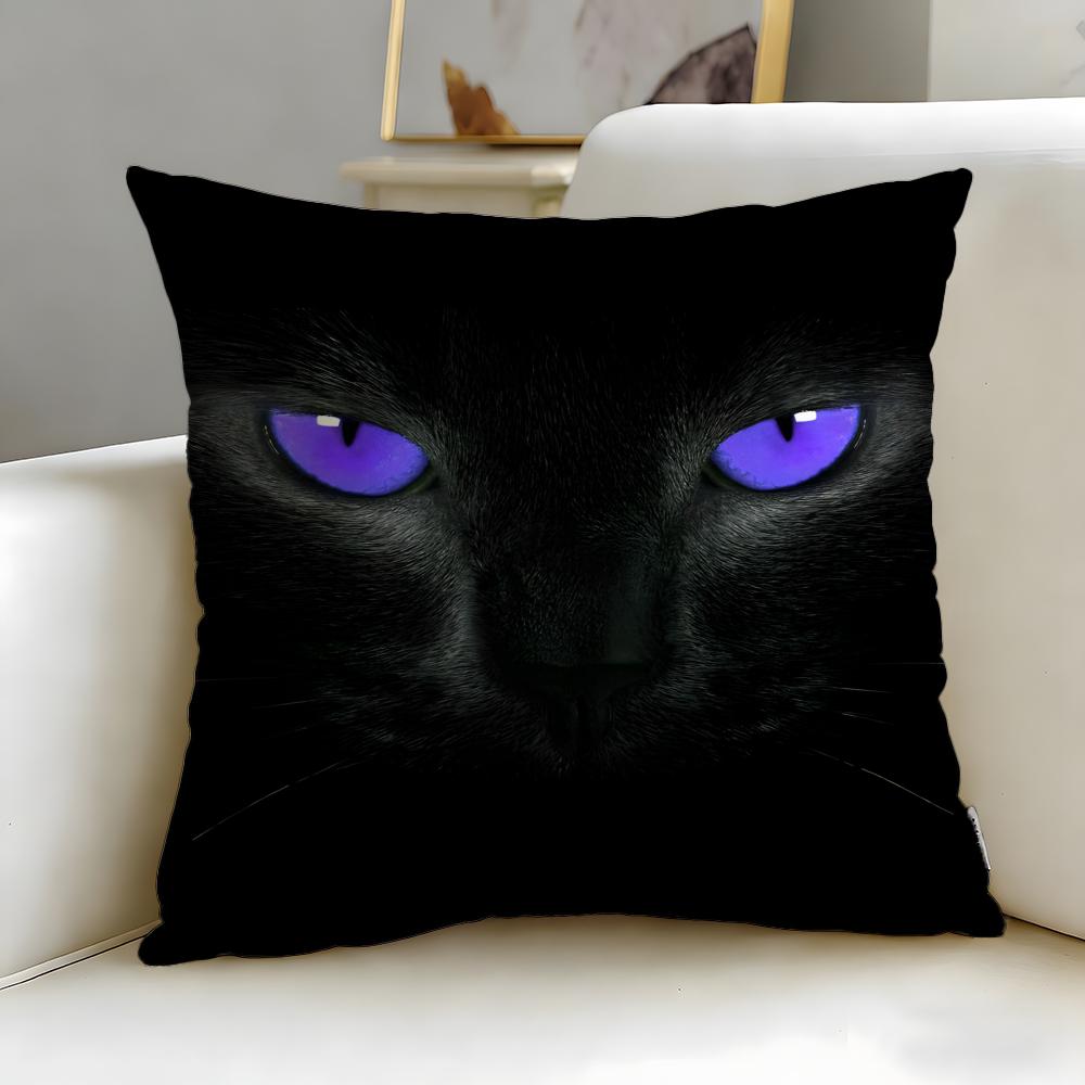classic theme black cat Cushion Cover Soft & Easy-Wash Pillow Case – Versatile for Couch, Bed, Travel and Office