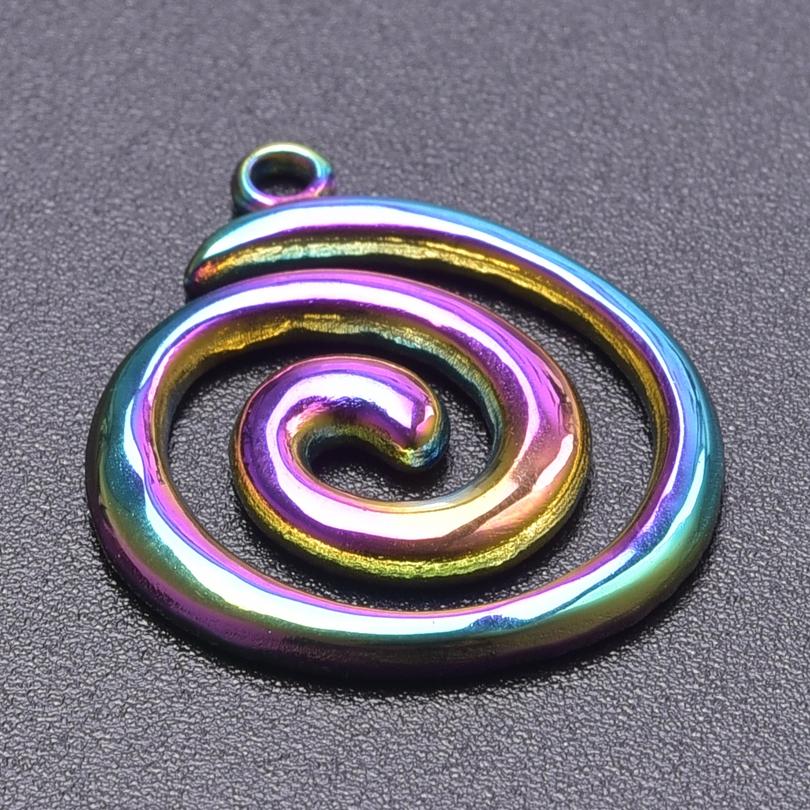 5pcs Color Chameleon Fish Tail Pendant Stainless Steel Charm Diy Jewelry Making Supplies Woman Shell Necklace Charms Accessories