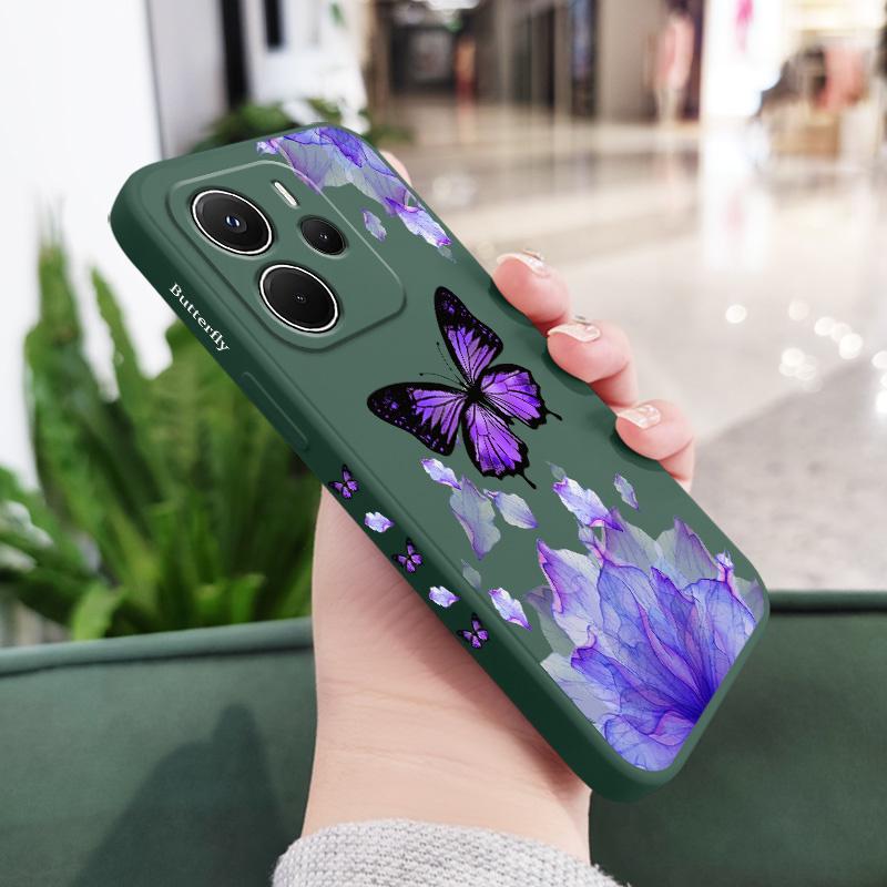 Purple Butterfly Phone Case For Xiaomi Redmi Note 14 13 12 12S 11 11S 10 10S Pro Plus 15 15C 14C 4G 5G Silicone Cover