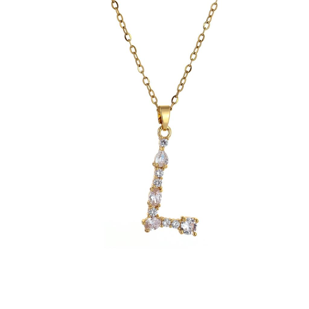 Luxury 26 Letter Necklace Women Unique Design White Zircon Crystal Collarbone Chain Party Jewelry Christmas Gift