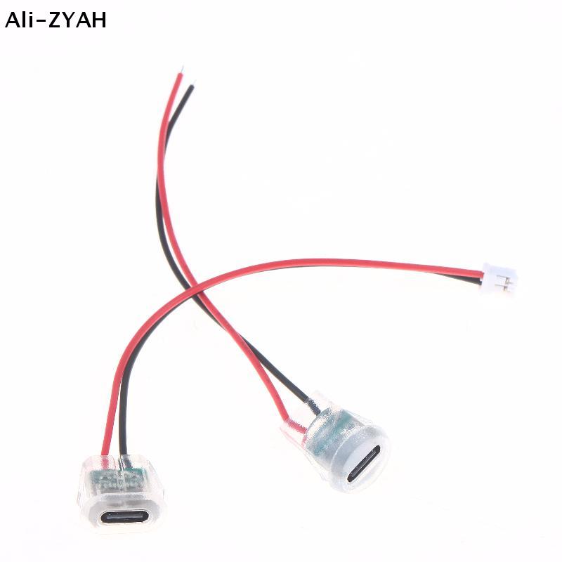 5/10Pcs Waterproof USB-C Power Port Female Connectors Transparent 2Pin USB Type-C With LED Lights Input Type Charging Socket