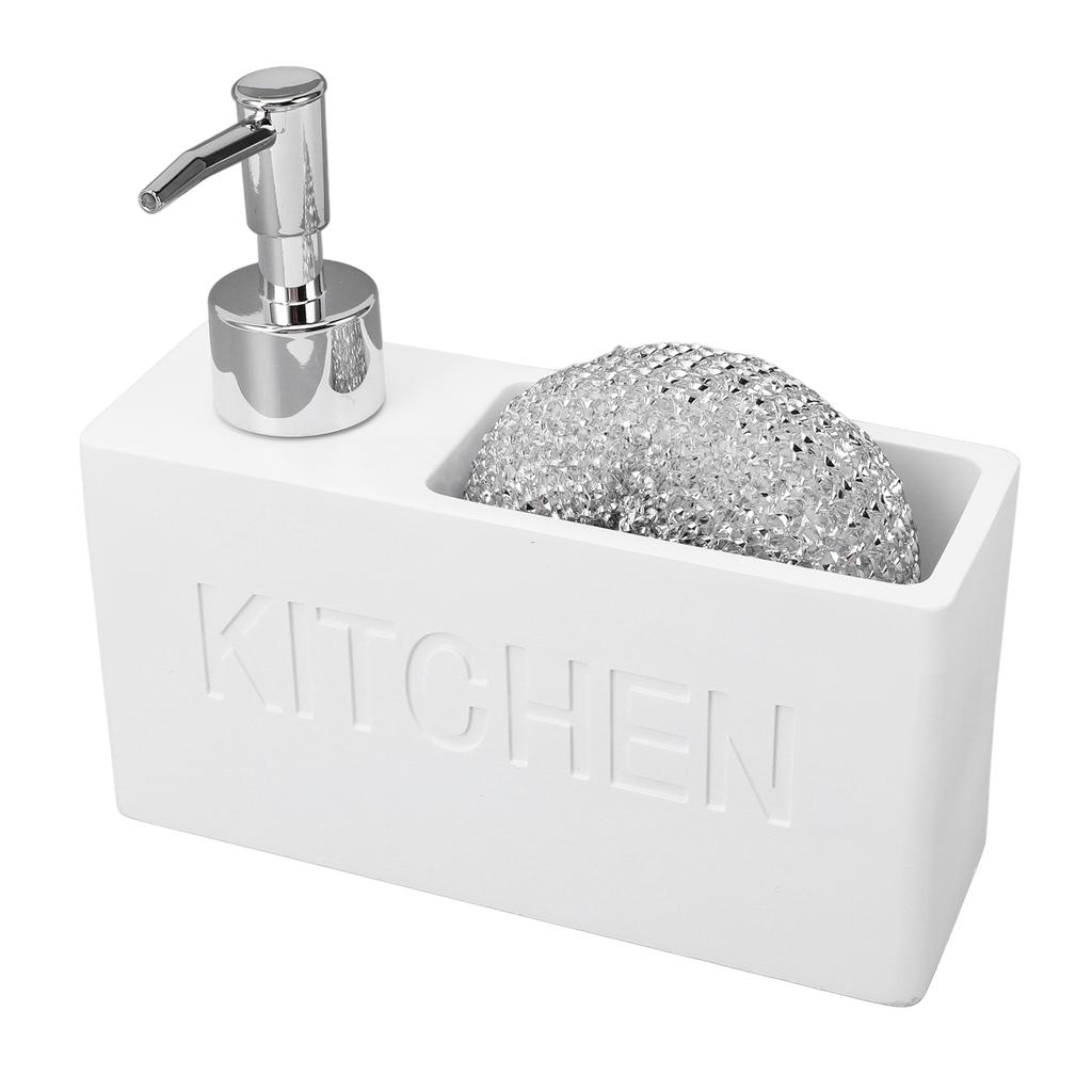 Kitchen Soap Dispenser with Sponge Holder Press Type Dish Soap Dispenser Pump Bottle with Steel