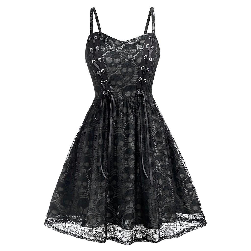 Women's Lace Mesh Halloween Sleeveless Suspender Dress
