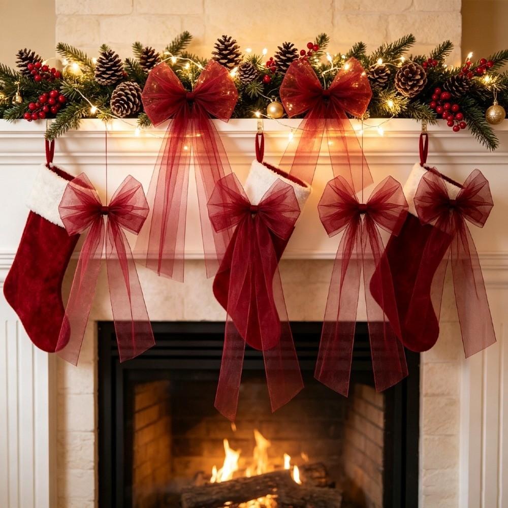 Lightweight Ribbon Bow Hanging Long Streamers Festive Bow Decoration  Christmas Tree Decoration