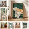 1pc Frameless,cat Reading Printing,black Cat Wall Art,comfortable Bedroom Poster,book Lover Cat Illustration,cat In Bed Printing