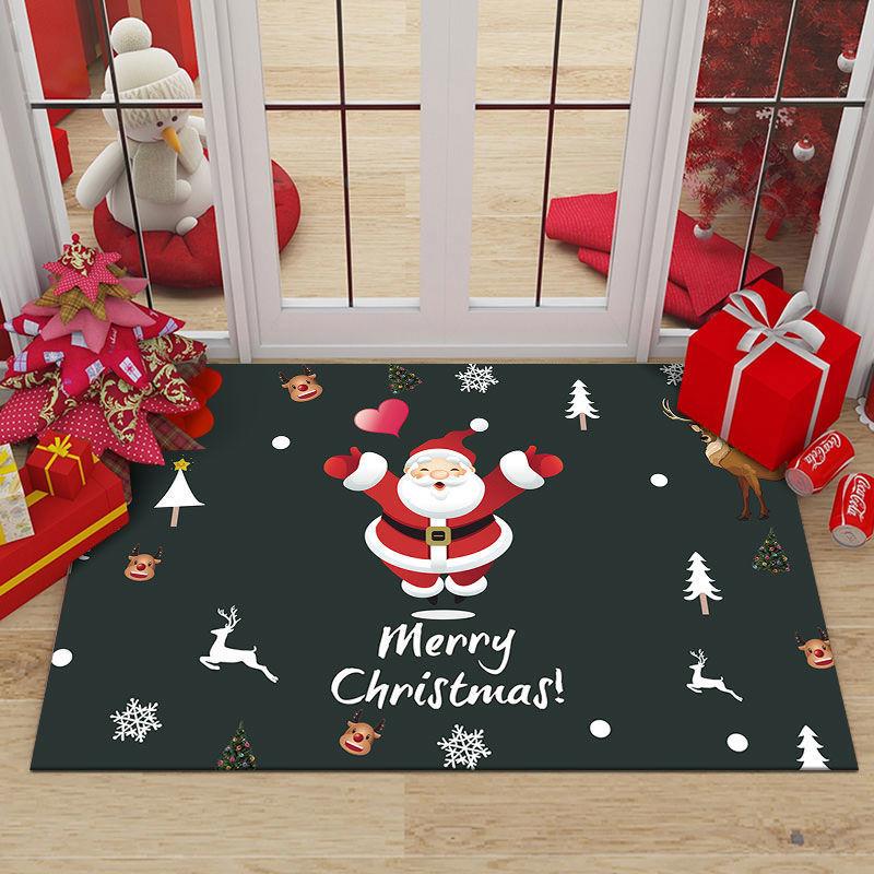 Merry Christmas Entrance Door Mat Christmas Tree Santa Claus Print Carpet Home Decor Living Room Rug Bathroom Non-slip Floor Mat