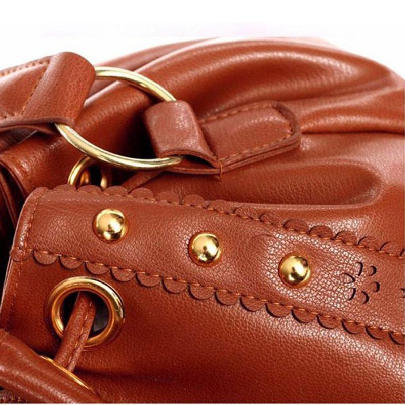 Elegant Women Bucket Shape Tassel Decorated Shoulder Cross Body Bag For Stylish Looks