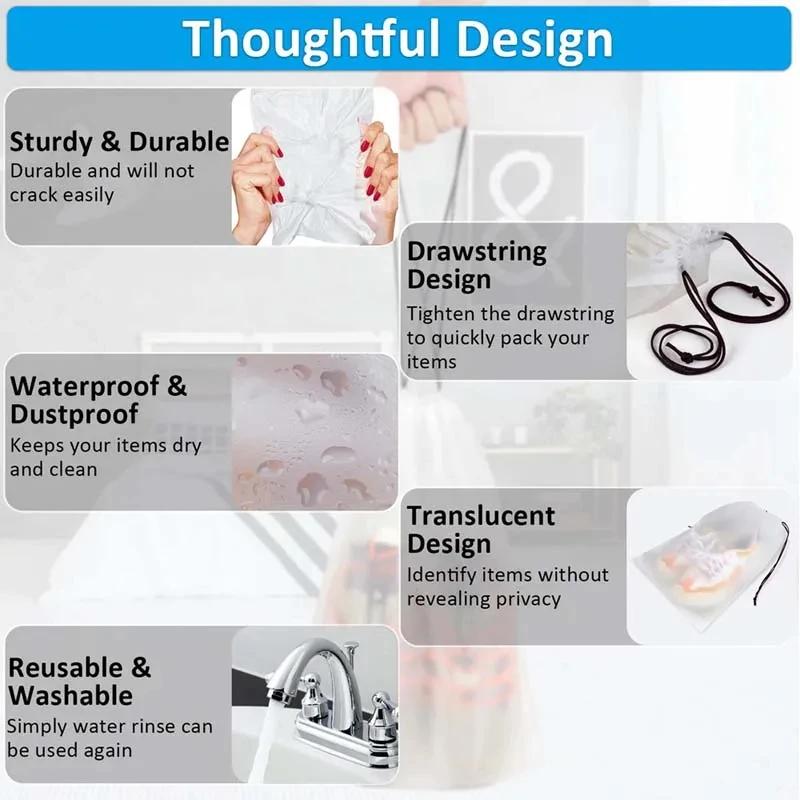 10/20/50pcs Portable Shoe Storage Drawstring Storage Bags Sundries Travel Makeup Bag Waterproof Transparent Plastic Storage Bags