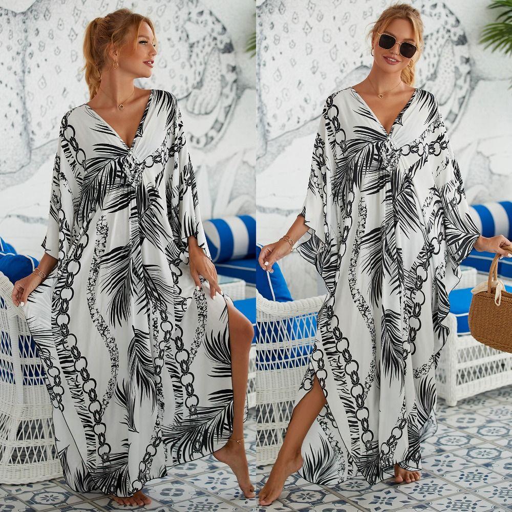 Oversized Bikini Cover-ups Boho Loose Maxi Dress Casual Long Dress Beachwear For Women