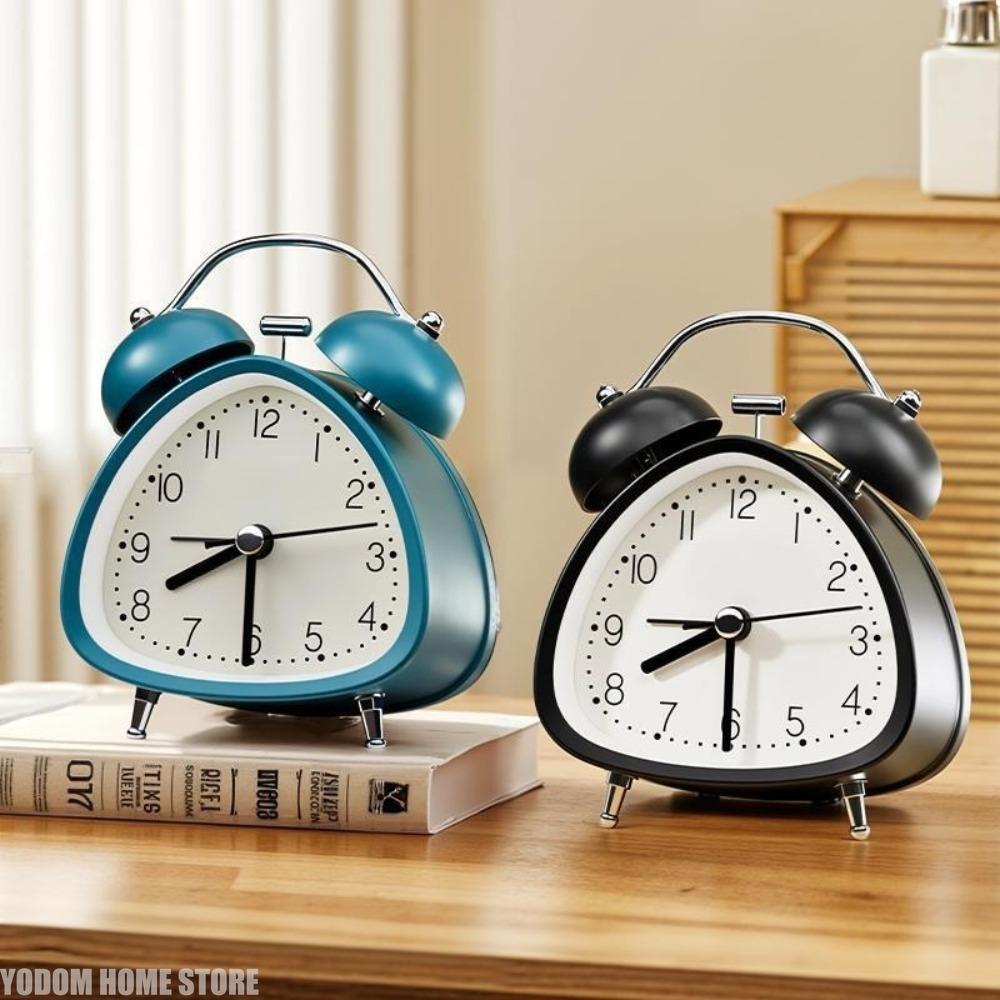 Clock Retro Alarm Mechanical Double Bell Home Office Desktop Metal Alarm Clock Desk Table Analog Clock Silent With Night Light